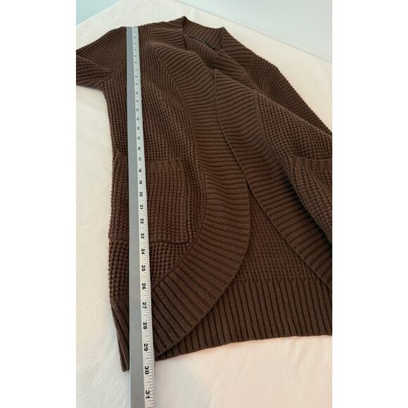 Zesica‎ Women's M Boho Longline Open Round Hem Waffle Knit Brown Sweater Staple - Picture 7 of 9